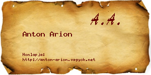 Anton Arion névjegykártya